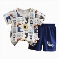 thumbnail image 1 of UAYOTSE Toddler Baby Boys Girls Breathable Pajamas 2-Piece Set Short Sleeve Tee Elastic Shorts Sleepwear Loungewear for Spring Summer Casual Wear,Sizes 5-6 Years, 1 of 4