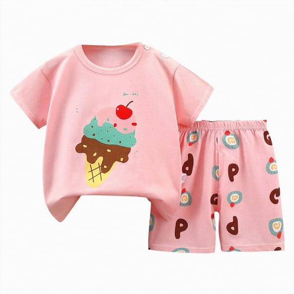 UAYOTSE Toddler Baby Boys Girls Casual Pajamas Set Short Sleeve Tee & Loose Shorts Soft Breathable Sleepwear Loungewear for Spring Summer,Sizes 3-4 Years