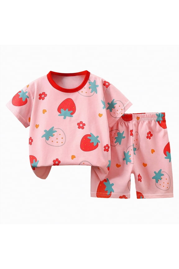 Toddler Baby Boys Girls Casual Pajamas Set Short Sleeve Tee & Loose Shorts Soft Breathable Sleepwear Loungewear for Spring Summer,Sizes 4-5 Years