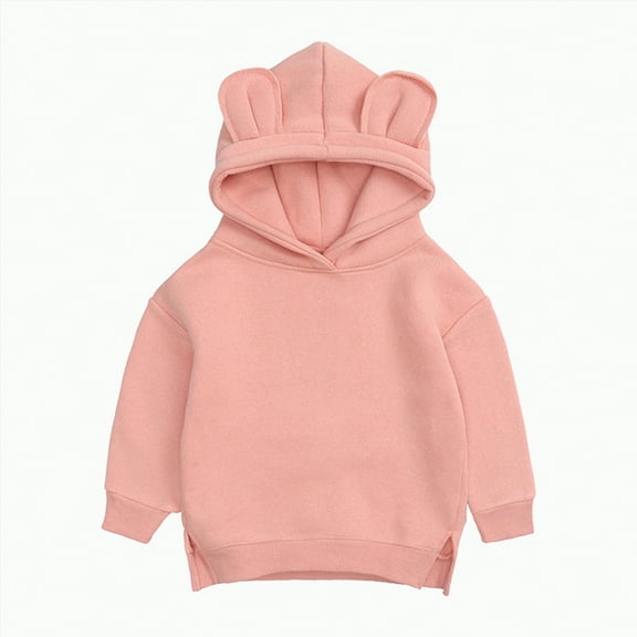 UAYOTSE Toddler Baby Boys Girls Cute Ear Solid Hoodie Sweatshirt Top(Style6-Pink,2-3 Years)