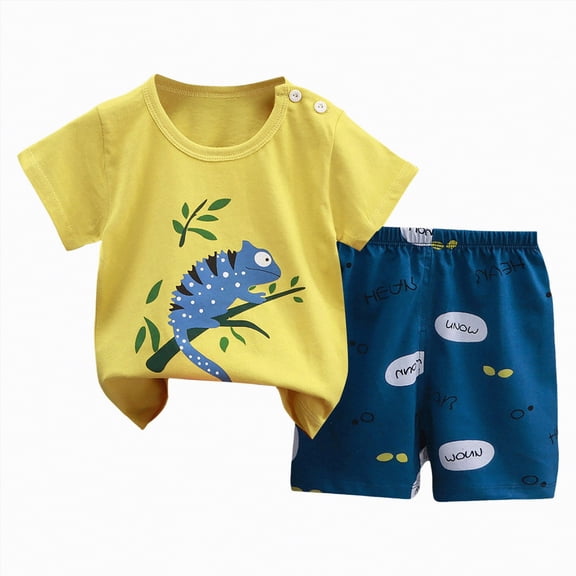 UAYOTSE Toddler Baby Boys Girls Fashion Pajamas Short Sleeve Tee & Loose Shorts Unisex Sleepwear Loungewear Dailywear for Spring Summer,Sizes 5-6 Years