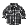 thumbnail image 1 of UAYOTSE Toddler Baby Boys Girls Flannel Plaid Shirt Button Down Long Sleeve Outerwear Jacket Lapel Shacket Coat Tops(3-6 Months,T211-Black), 1 of 4