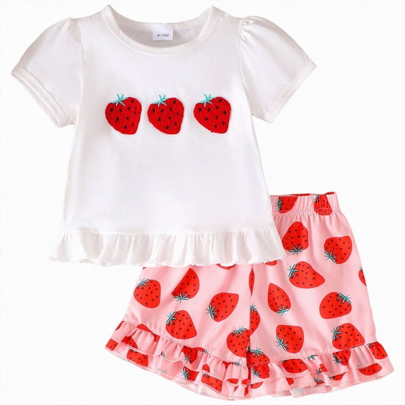 UAYOTSE Toddler Baby Boys Girls Summer Clothes Set Short Sleeve Round Neck Graphic Print T-Shirts Shorts 2Pcs Cute Kids Outfits Set,Sizes 2-3 Years
