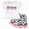 thumbnail image 1 of UAYOTSE Toddler Baby Boys Girls Summer Clothes Set Short Sleeve Round Neck Graphic Print T-Shirts Shorts 2Pcs Cute Kids Outfits Set,Sizes 3-4 Years, 1 of 7