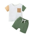 thumbnail image 1 of UAYOTSE Toddler Baby Boys Shorts Set Color Block Shirt Short Sleeve Button Down Top Shorts Summer Outfits Clothes,12-18 Months White, 1 of 9