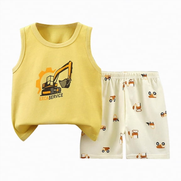 UAYOTSE Toddler Baby Boys Summer Outfits Short Sleeve Cartoon Print T-Shirt Tops & Shorts Sets 2Pcs Baby Boys Summer Clothes For 1t 2t 3t 4t 5t 6t,Sizes 5-6 Years