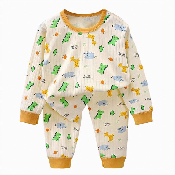UAYOTSE Toddler Baby Crocodile Graphic Long Sleeve Top Pants Set Breathable Knit Sleepwear Outfit for Little Boys Sleepers Size 4-5 Years