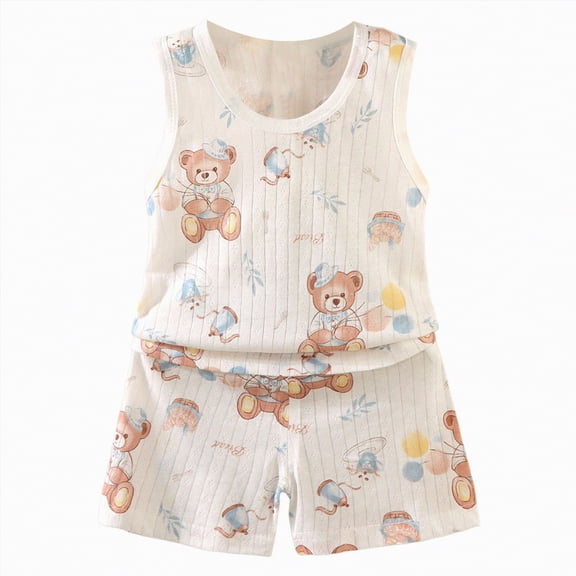 UAYOTSE Toddler Baby Cute Pajamas Short Sleeve 2-Piece Set Soft Breathable Loungewear Dailywear Sleepwear for Spring Summer Boys Girls,Sizes 3-4 Years
