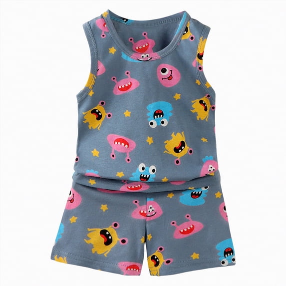 UAYOTSE Toddler Baby Cute Pajamas Short Sleeve 2-Piece Set Soft Breathable Loungewear Dailywear Sleepwear for Spring Summer Boys Girls,Sizes 3-9 Months