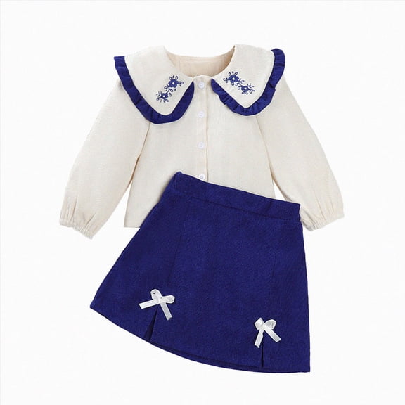 UAYOTSE Toddler Baby Girl Fall Winter Skirt Set Sweatshirt A Line Dress Little Girls Clothes 2 Piece Outfits Set,Sizes 4-5 Years