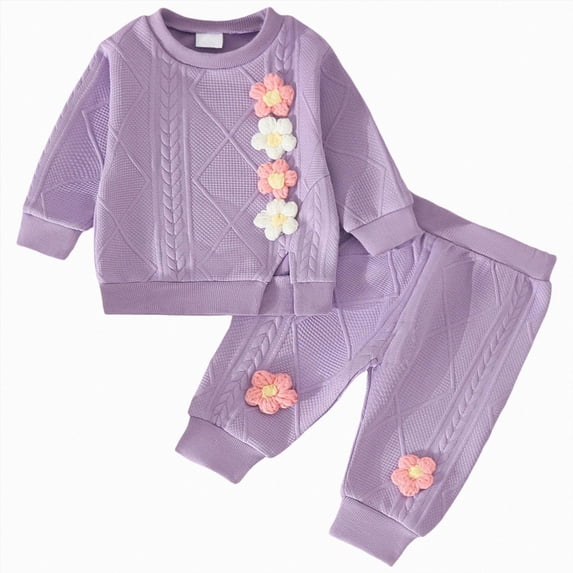 UAYOTSE Toddler Baby Girl Outfits Long Sleeve Solid Sweatsuit Pants 2 Piece Clothes Fall Winter Infant Sweater Set 5T,Sizes 2-3 Years