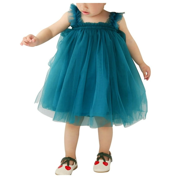 UAYOTSE Toddler Girl Tutu Dress Lace Sleeveless Dress Rainbow Star Sequins Dress Popular Baby Girl Dress,3-4 Years Blue