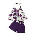 thumbnail image 1 of UAYOTSE Toddler Baby Girl Summer 2Pcs Outfit Sleeveless Crop Top and Cotton Linen Pants Shorts Set Solid Color Clothes,6-9 Months Purple, 1 of 4