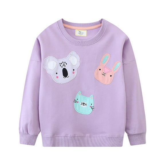 UAYOTSE Toddler Baby Girl Sweatshirt Long Sleeve Pullover 2T 3T 4T 5T 6T Kids Fall Loose Tee Tops,Purple 6 Years