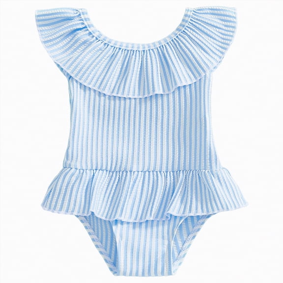 UAYOTSE Toddler Baby Girl Swimsuit Long Sleeve Dot Print Zipper Swimwear Cute Kids Girl Ruffle Swimming Sunsuit,Sizes 2-3 Years