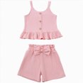 thumbnail image 1 of UAYOTSE Toddler Baby Girl T Shirt Shorts Set Bow Sleeveless Slip Ruffle Tops Matching Outfit Spring Summer Clothes,Sizes 18-24 Months, 1 of 5