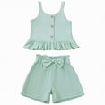 thumbnail image 1 of UAYOTSE Toddler Baby Girl T Shirt Shorts Set Bow Sleeveless Slip Ruffle Tops Matching Outfit Spring Summer Clothes,Sizes 3-4 Years, 1 of 5