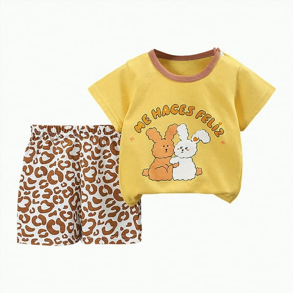 UAYOTSE Toddler Baby Kids Boys Dinosaur Summer Pajamas Sleepwear Tops Pants Outfits Set,Sizes 18-24 Months