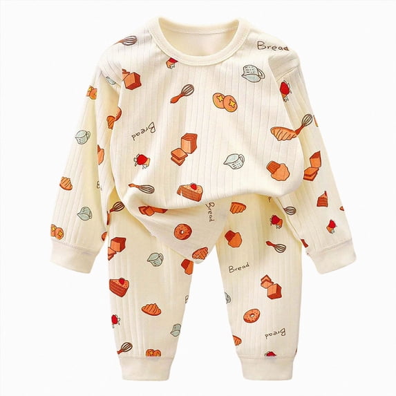 UAYOTSE Toddler Baby Scribble Script Graphic Long Sleeve Top Pants Set Breathable Knit Sleepwear Outfit for Little Boys Size 18-24 Months