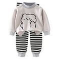 thumbnail image 1 of UAYOTSE Toddler Boy Fall Clothes 2T 3T 4T 5T Outfits Winter Long Sleeve Knitted Cotton Tops Pants Sets Contrast Color(4-5 Years,F745-Grey), 1 of 5