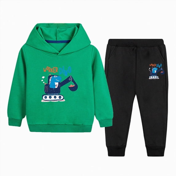 UAYOTSE Toddler Boy Long‑Sleeve Hoodie Jogger 2‑Piece Matching Outfit, Soft Casual Knit Set for Boys Home Play and Cool‑Weather Short Outings Size 7-8 Years