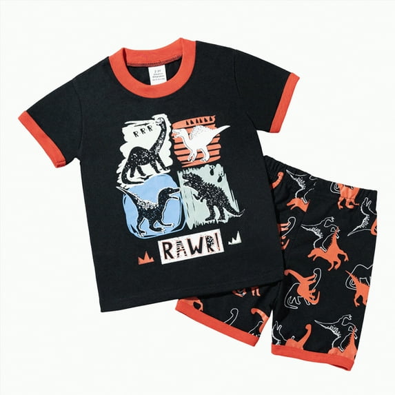 UAYOTSE Toddler Boy Summer Clothes Outfits Kids Cotton Short Sleeve Shirt Shorts Set 2 8 Years,Sizes 7-8 Years