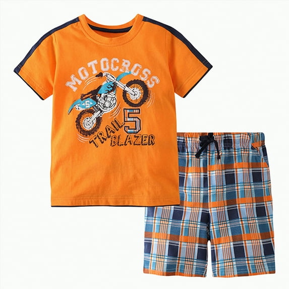 UAYOTSE Toddler Boy Summer Clothes Outfits Kids Cotton Short Sleeve Shirt Shorts Set 3 8 Years,Sizes 4-5 Years
