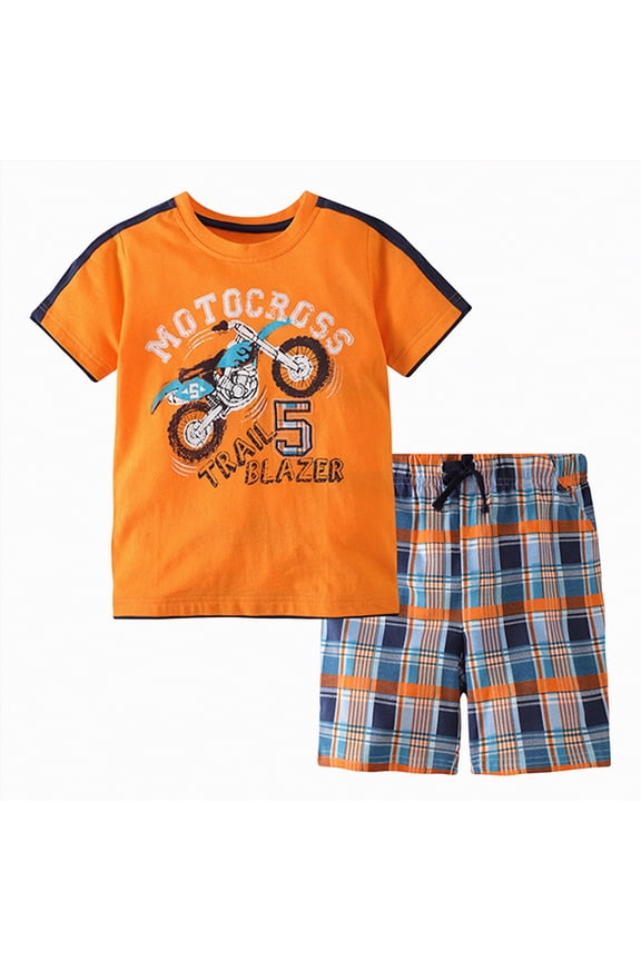 Toddler Boy Summer Clothes Outfits Kids Cotton Short Sleeve Shirt Shorts Set 3 8 Years,Sizes 8-9 Years