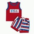 thumbnail image 1 of UAYOTSE Toddler Boy Summer Short Clothes Sets Cotton Crewneck Tees Shorts Beach Playwear Outfits 18 month boy clothes(18-24 Months,Red), 1 of 6