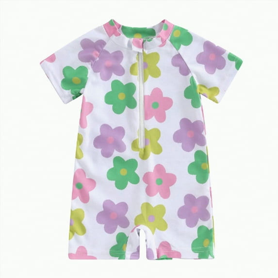 UAYOTSE Toddler Boy Sun Swimsuit Ocean World Animal Print Zipper Short Sleeve Childrens Swimsuit,Sizes 2-3 Years