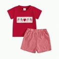 thumbnail image 1 of UAYOTSE Toddler Boy's Summer Attire in a 2 Piece Set, a Shiny Star Print Short Sleeve T shirt and Durable Cargo Style Shorts toddler boys clothes 24 months(18-24 Months,Red), 1 of 6