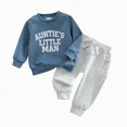 thumbnail image 1 of UAYOTSE Toddler Boys Aunties Little Man Letter Print Outfit Crewneck Sweatshirt Drawstring Pants Daily Fall Clothes Size 12-18 Months, 1 of 8
