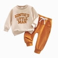 thumbnail image 1 of UAYOTSE Toddler Boys Aunties Little Man Letter Print Outfit Crewneck Sweatshirt Drawstring Pants Daily Fall Clothes Size 12-18 Months, 1 of 8