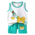 thumbnail image 1 of UAYOTSE Toddler Boys Baby Children's Cartoon Printed Vest Set Boys' Shorts Summer Cotton Girls' Summer Clothes Two Piece Set(4-5 Years,Green), 1 of 4