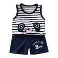 thumbnail image 1 of UAYOTSE Toddler Boys Baby Children's Cartoon Printed Vest Set Boys' Shorts Summer Cotton Girls' Summer Clothes Two Piece Set(4-5 Years,Navy), 1 of 5