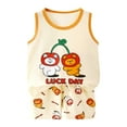 thumbnail image 1 of UAYOTSE Toddler Boys Baby Children's Cartoon Printed Vest Set Boys' Shorts Summer Cotton Girls' Summer Clothes Two Piece Set(5-6 Years,Light Yellow), 1 of 5