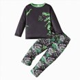 thumbnail image 1 of UAYOTSE Toddler Boys Dinosaur 2 Piece Outfit Long Sleeve Shirt All Over Print Pants Fall Winter Playwear Size 4-5 Years, 1 of 8