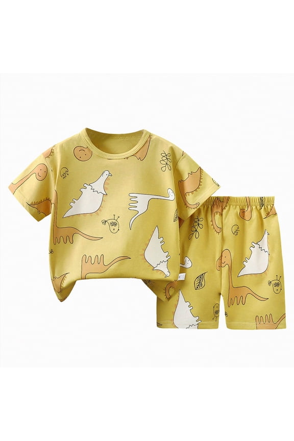 Toddler Boys Girls 2pcs Outfits Set Summer Pj's Short Sleeve Dinosaur Print Tops+ Shorts Toddler Summer Clothe Cute For 2t 3t 4t 5t 6t Pajamas & Dailywear Children's Gift,Sizes 4-5 Years