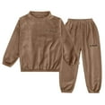 thumbnail image 1 of UAYOTSE Toddler Boys Girls Fleece Pajama Set Winter Warm Plush Tops+Pants Outfits Sleepwear 2 Piece Cute Baby Girl Clothes,Coffee 6-7 Years, 1 of 4