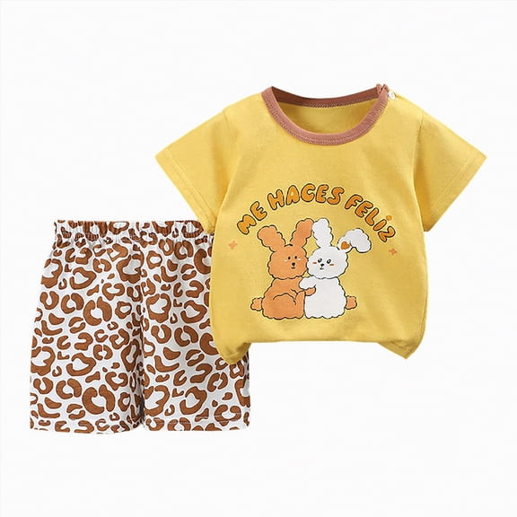 UAYOTSE Toddler Boys Girls Pajamas Set Short Sleeve Soft Breathable Casual Loungewear Sleepwear Daily Outfit for Spring Summer Jammies,Sizes 7-8 Years