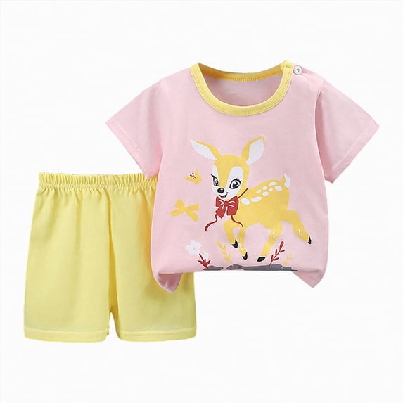 UAYOTSE Toddler Boys Girls Pajamas Set Short Sleeve Soft Breathable Casual Loungewear Sleepwear Daily Outfit for Spring Summer Jammies,Sizes 7-8 Years