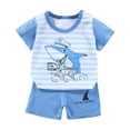 thumbnail image 1 of UAYOTSE Toddler Boys Girls Spring short Sleeve Pajama Pants Sets for Kids 2 Piece Fleece Kids Pajamas Top and Pants,Sizes 3-6 Months, 1 of 3