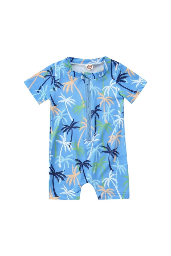 Toddler Boys One Piece Swimsuit with Animal Prints UPF 50+ Bathing Suit,18-24 Months Sky Blue