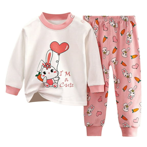 UAYOTSE Toddler Boys Pajamas & Dailywear Set Little Girls Fall Winter Round Neck Pants Baby Stripe Set Home Set 2PC Long Sleeve Pajamas Set 3 6 9 12 18 24 Months,Sizes 3-6 Months