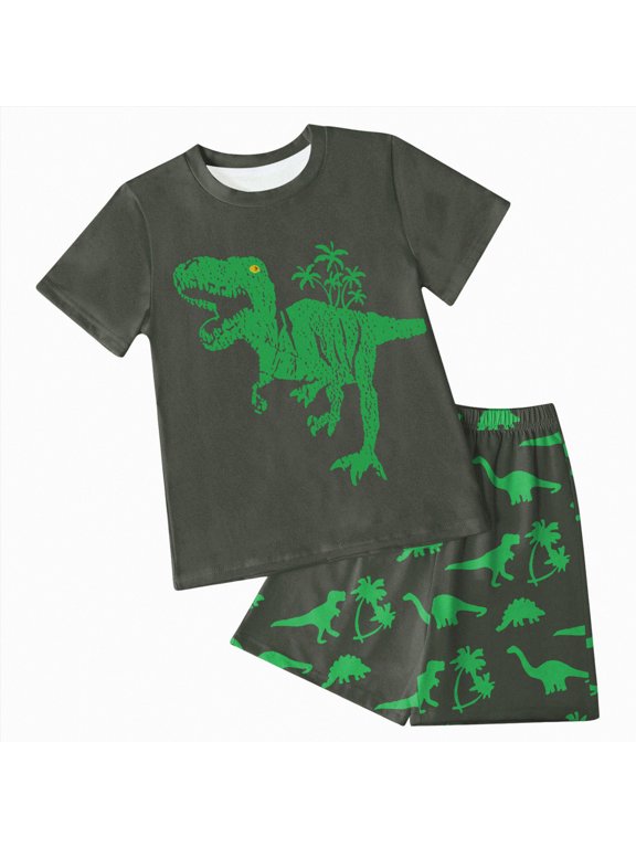 Toddler Boys Shirts Set Dinosaur Print Casual T-Shirt 6 9 12 18 24 Months 2T 3T 4T Shorts Set,Sizes 5-6 Years