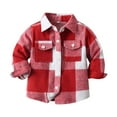 thumbnail image 1 of UAYOTSE Toddler Flannel Shirt Jacket Plaid Long Sleeve Lapel Button up Shacket Little Kids Boys Girls Shirts Coats(5-6 Years,T24- Red), 1 of 9