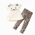 thumbnail image 1 of UAYOTSE Toddler Girl Cartoon Animal Ruffle Tunic Top Leopard Print Stretch Leggings 2Pcs Outfit Set,Sizes 3-4 Years, 1 of 7