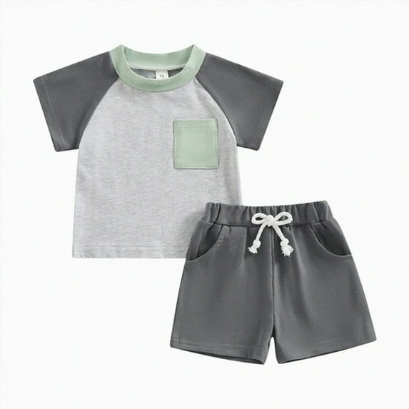 UAYOTSE Toddler Girl Clothes Fairy Tale Themed Cotton Summer Short Sleeve T-Shirt and Shorts Kids Outfit Set baby boy summer clothes 0 3 months(18-24 Months,Grey)