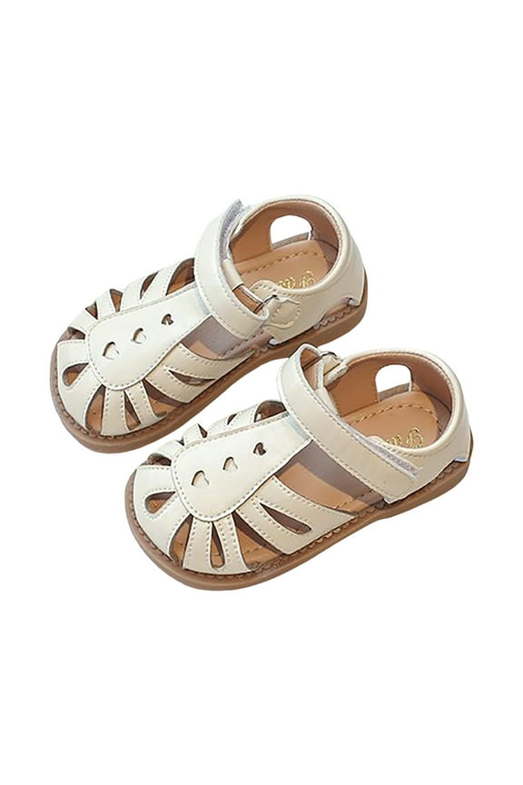 Toddler Girls Sandals Soft Rubber Flats Summer Baby Flower Girl Shoes,3-3.5 Years White