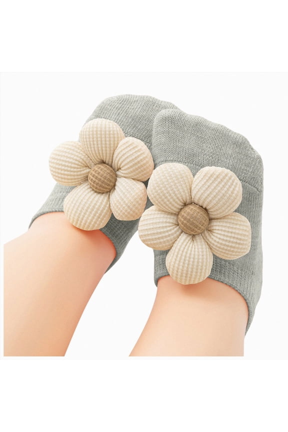 Toddler Girls Soft Knit Ankle Socks 3D Waffle Flower Decor Elastic Cuff Breathable Short Socks for Spring Autumn Daily Party Matching Outfits,Sizes 1-3 Years